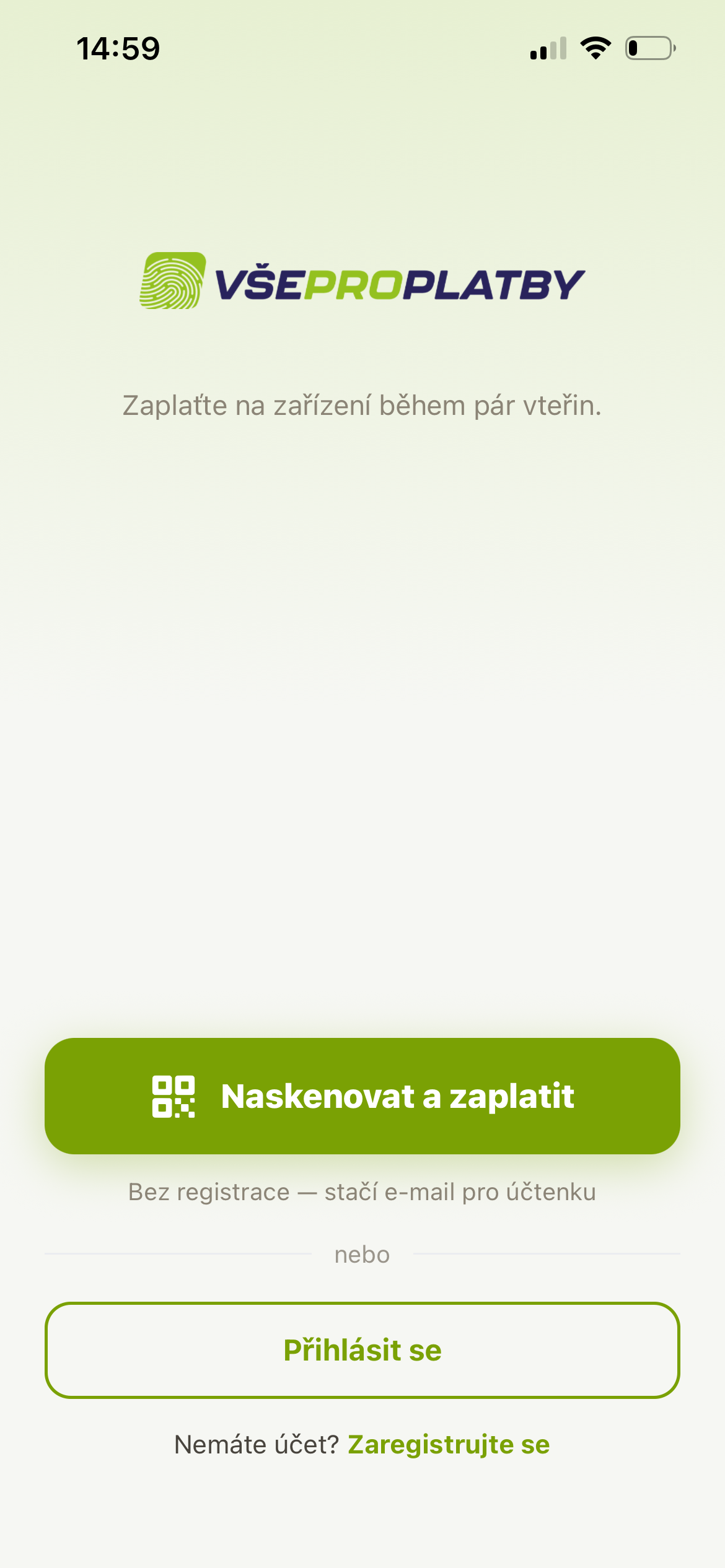 QR platba v mobilní aplikaci Všeproplatby